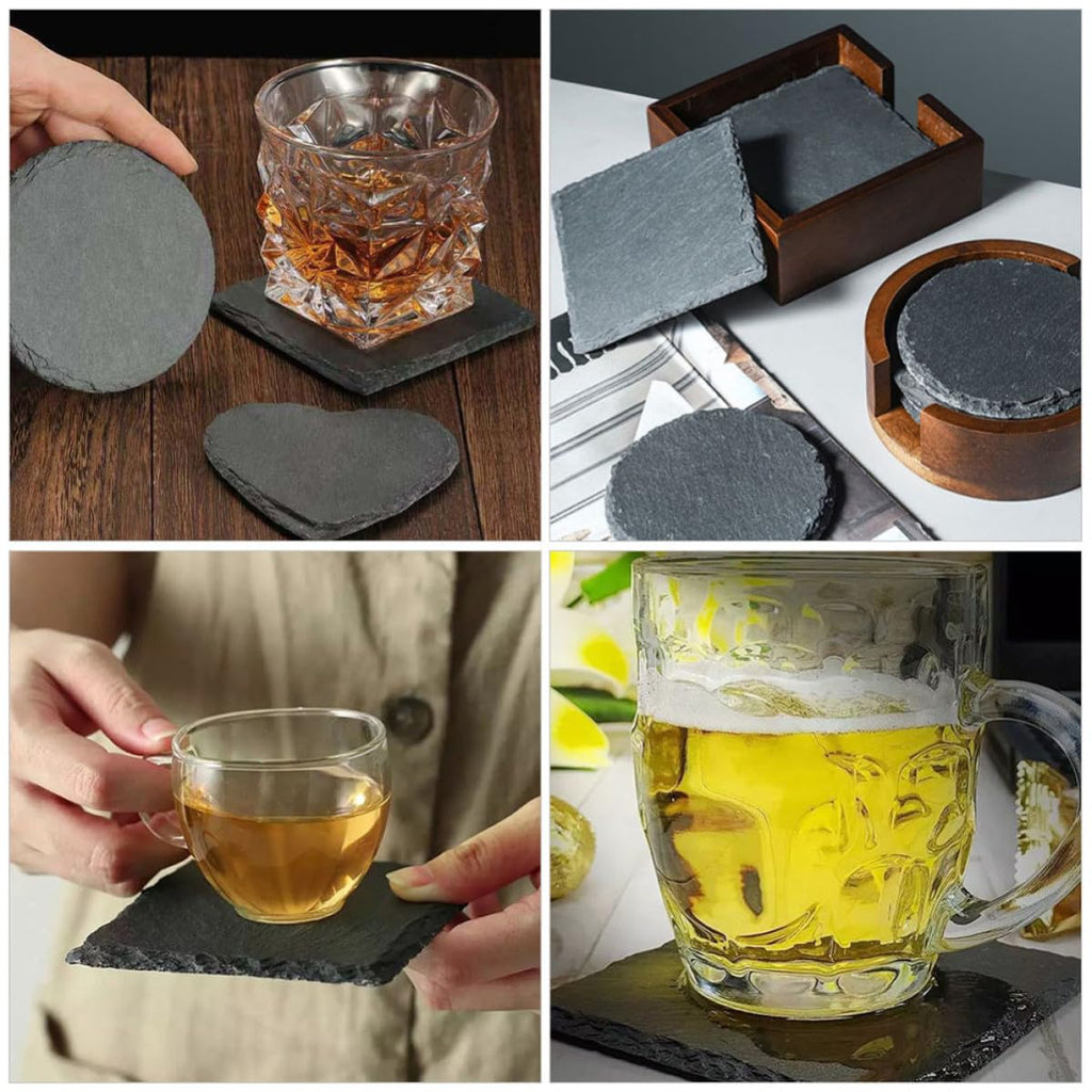 12pcs Natural Stone Coasters with Non Slip Bottom H436738