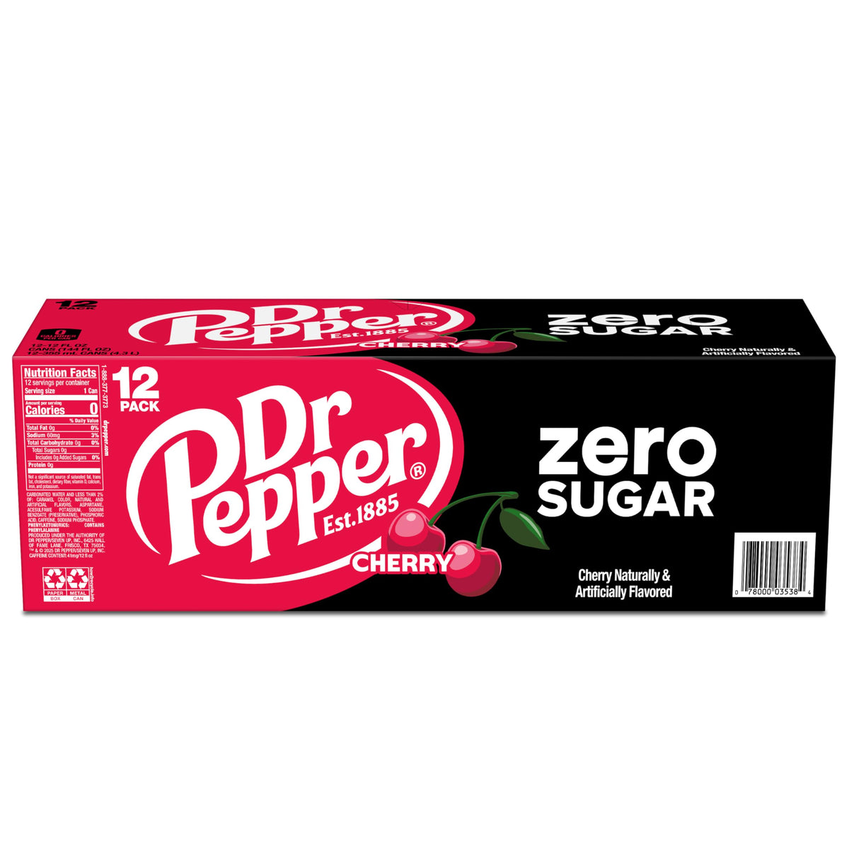 Cherry Zero Sugar Soda 12 fl oz 12 Pack K7330