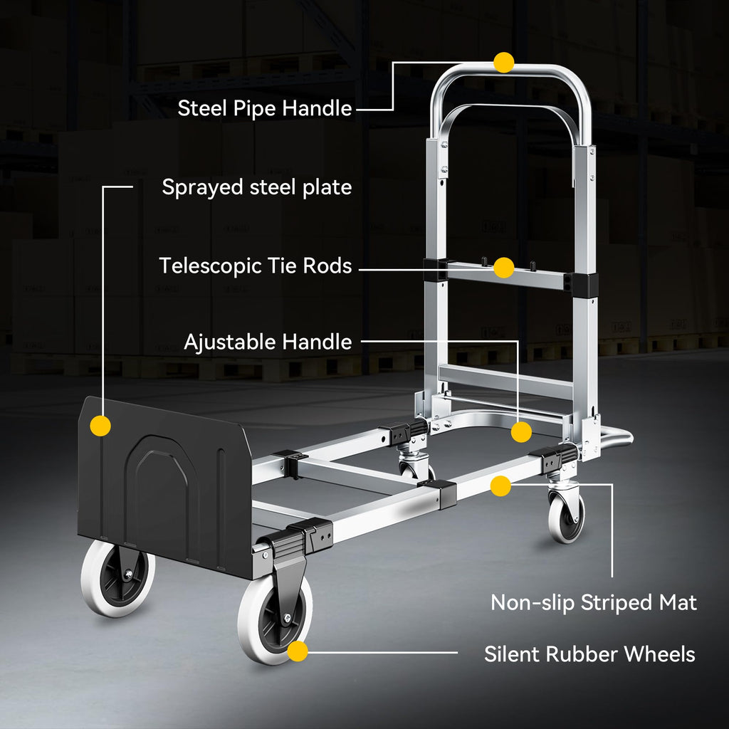 3-in-1 Folding Hand Truck 600LBS Heavy Duty Convertible Cart E773539