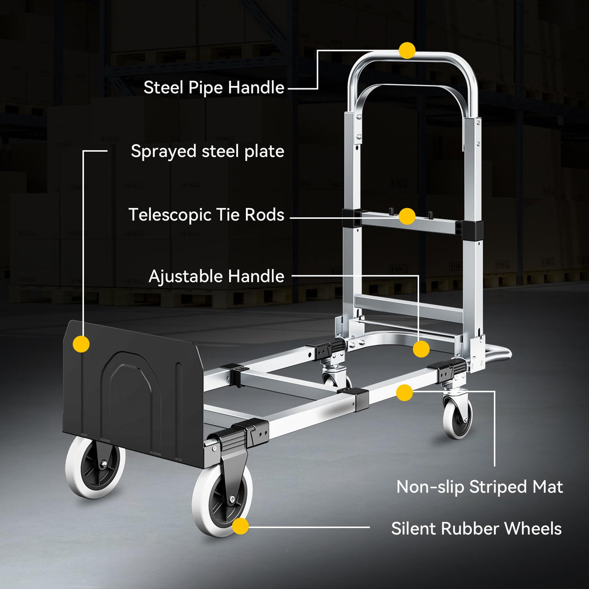 3-in-1 Folding Hand Truck 600LBS Heavy Duty Convertible Cart E773539