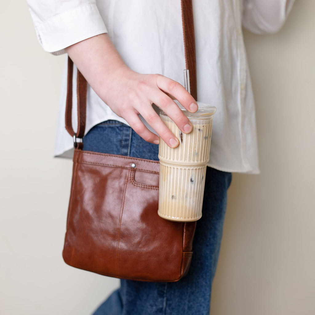 Glass Iced Coffee Cup with Lid and Straw, Set of 2 M186929