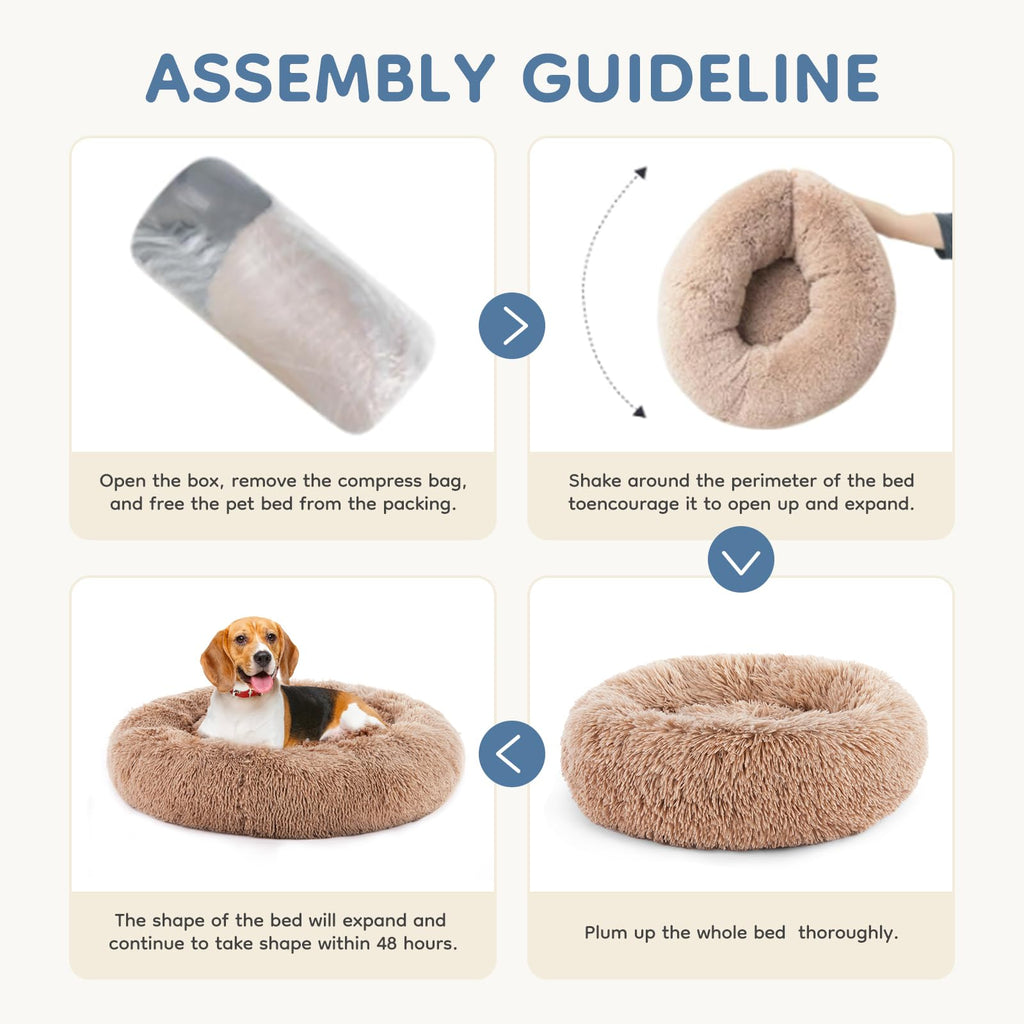 30.7 Inch Fluffy Faux Fur Plush Dog Bed A64068