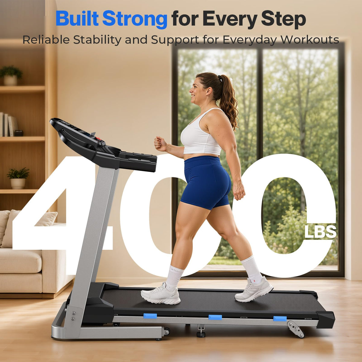 Foldable Treadmill with 10% Incline 400 LBS Capacity Q9765