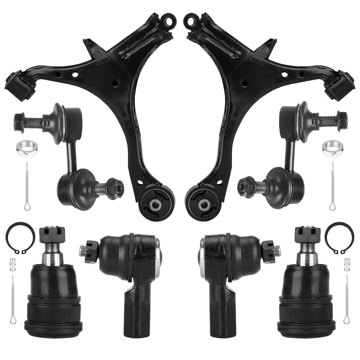 Front Lower Control Arm Suspension Kit with Ball Joints Sway Bars Outer Tie Rods 8pcs U243212