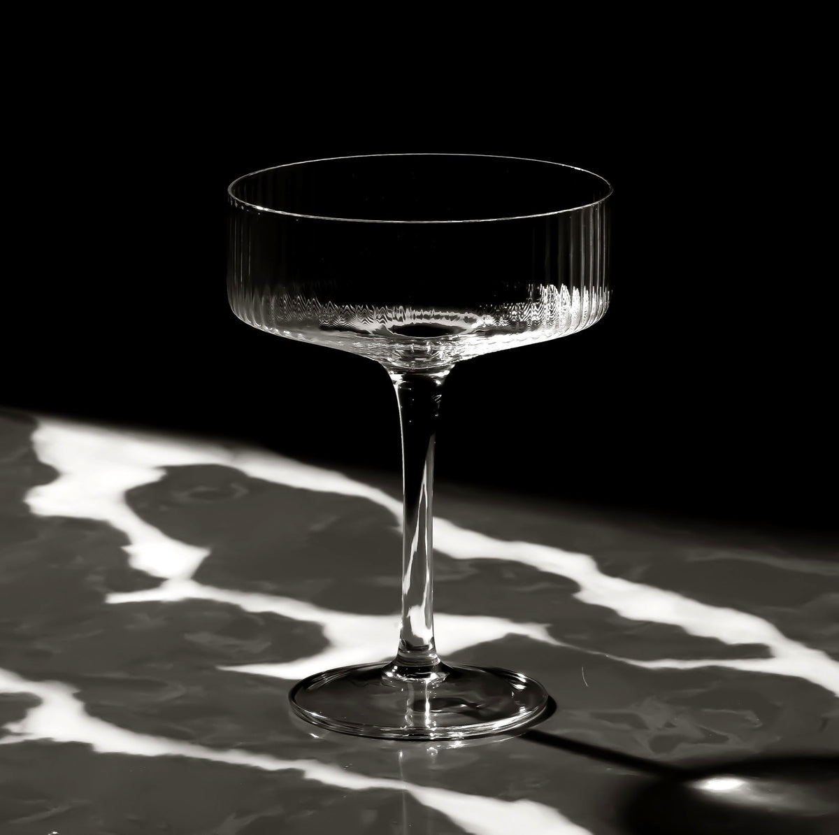 Clear Ribbed Martini Coupe Glasses Set of 2 K436