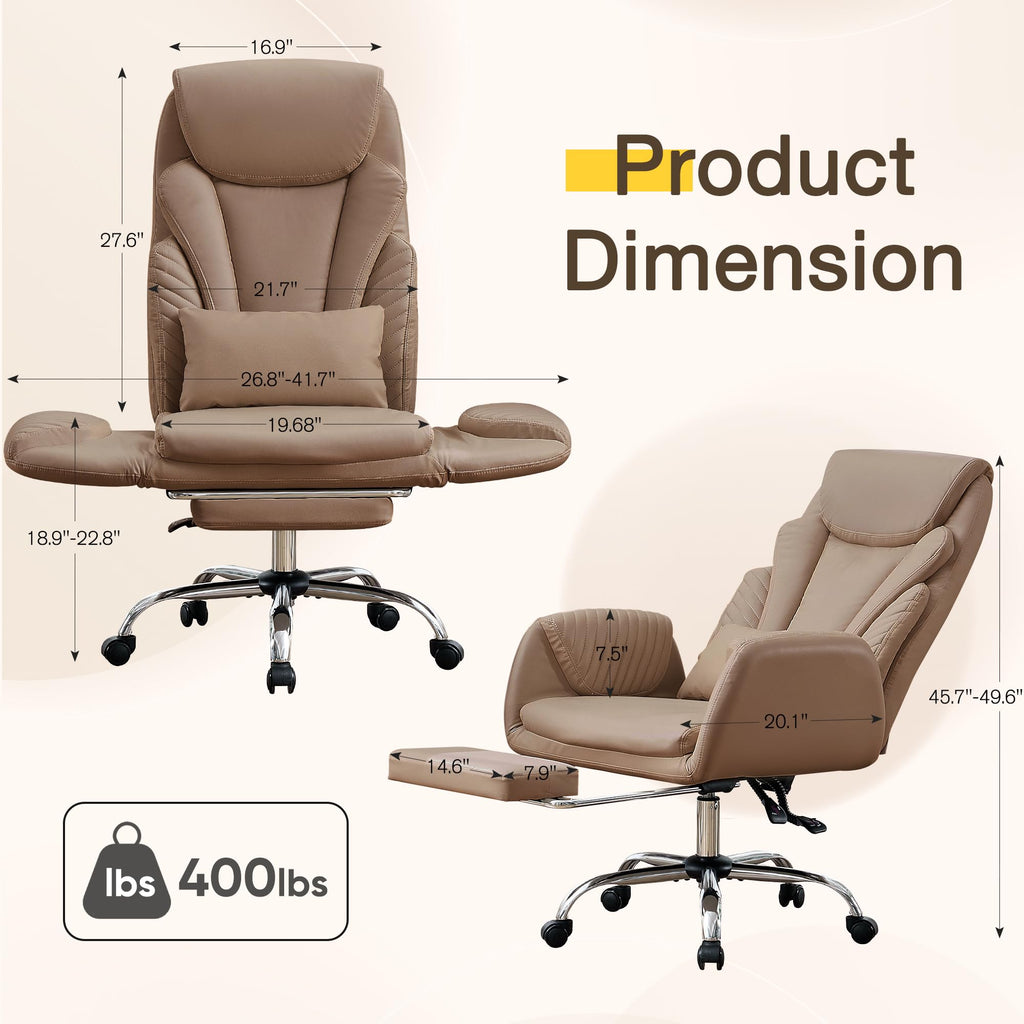 Cross Legged Office Chair with Flip Armrest and Footrest Brown E212