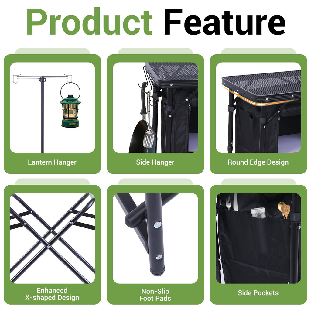 Black Portable Folding Camping Table Y1116
