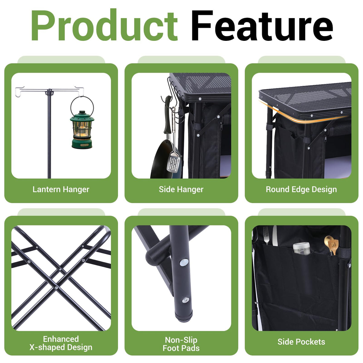 Black Portable Folding Camping Table Y1116