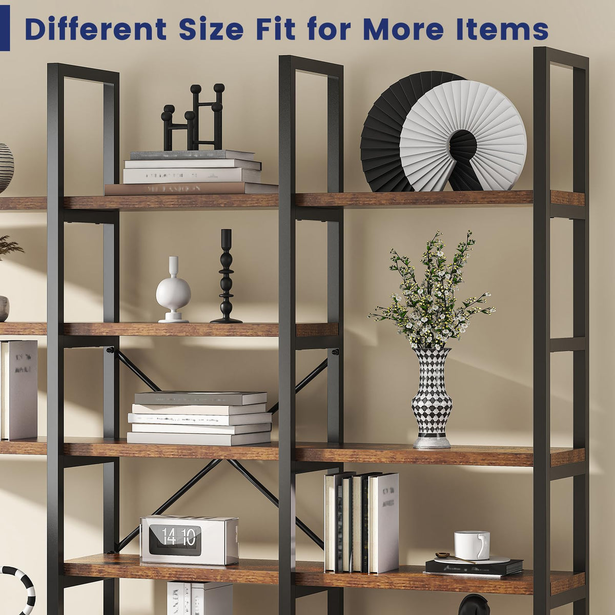 5 Tier Rustic Brown Bookshelf H12074