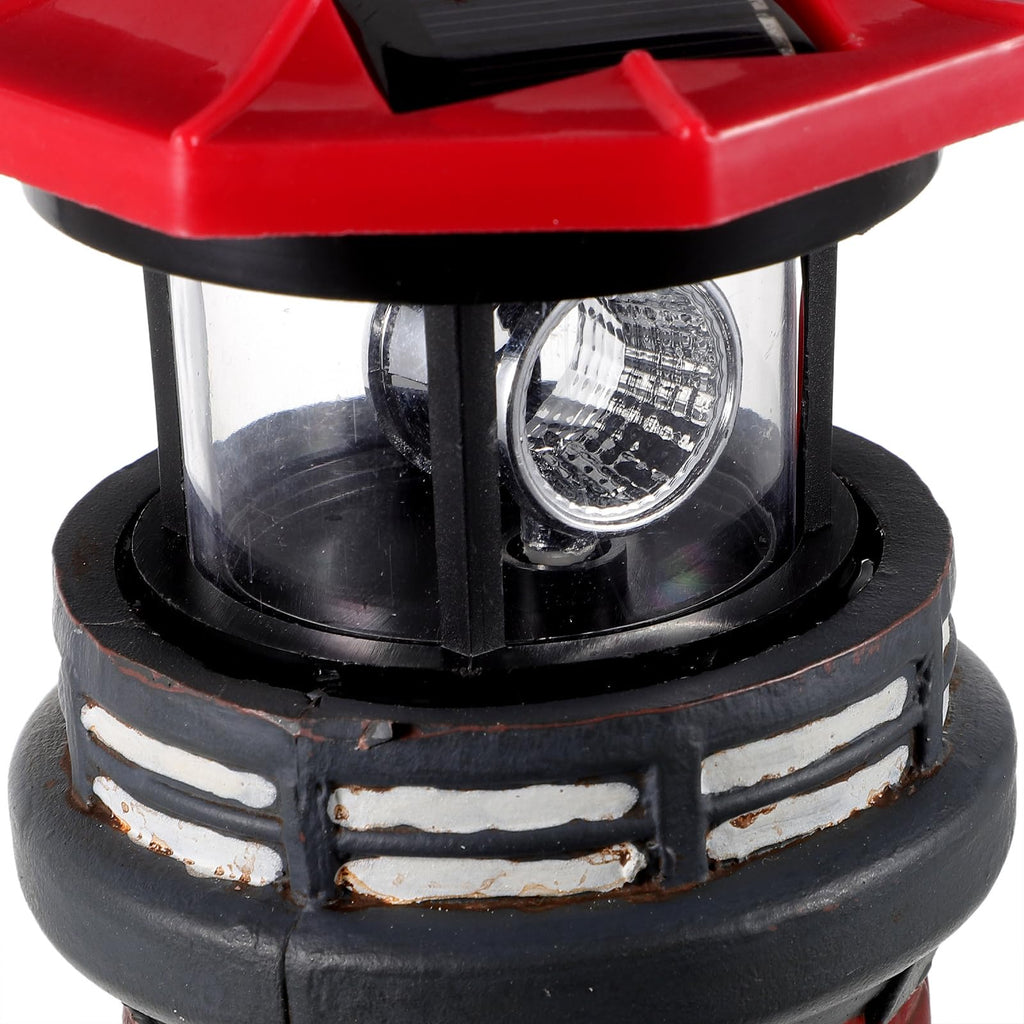 Solar Lighthouse Statue with LED Light 14.76 Inch Red H28120