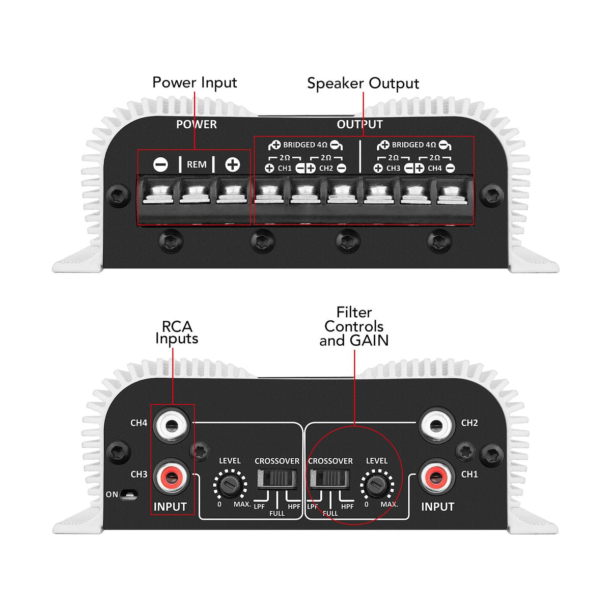 400 watts RMS 4 Channels Car Audio Amplifier D92666