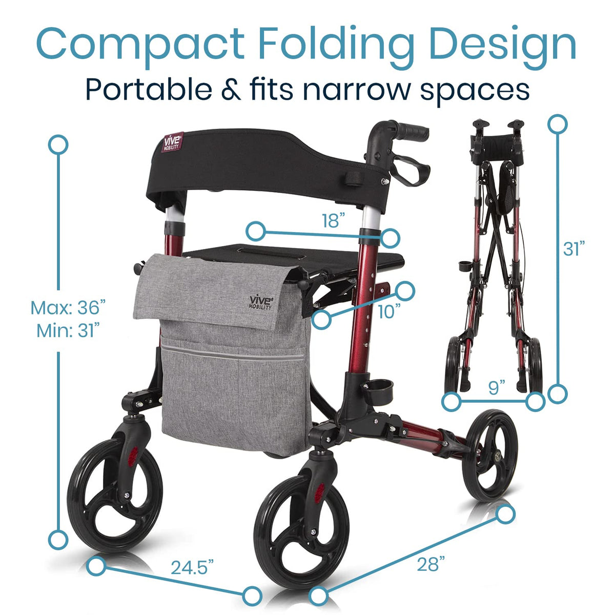 Folding 4 Wheel Rollator Walker S1203