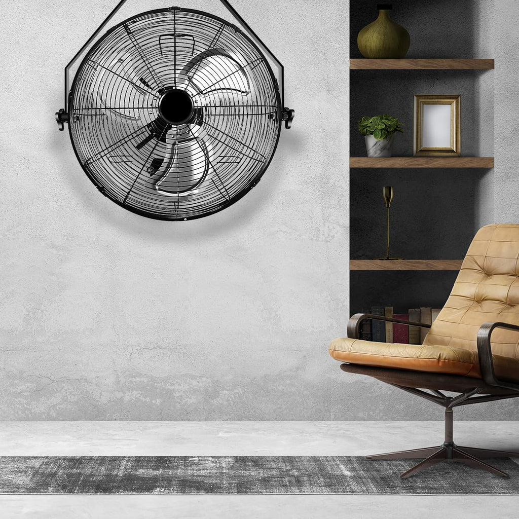 Black Industrial Metal Floor Fan C15654