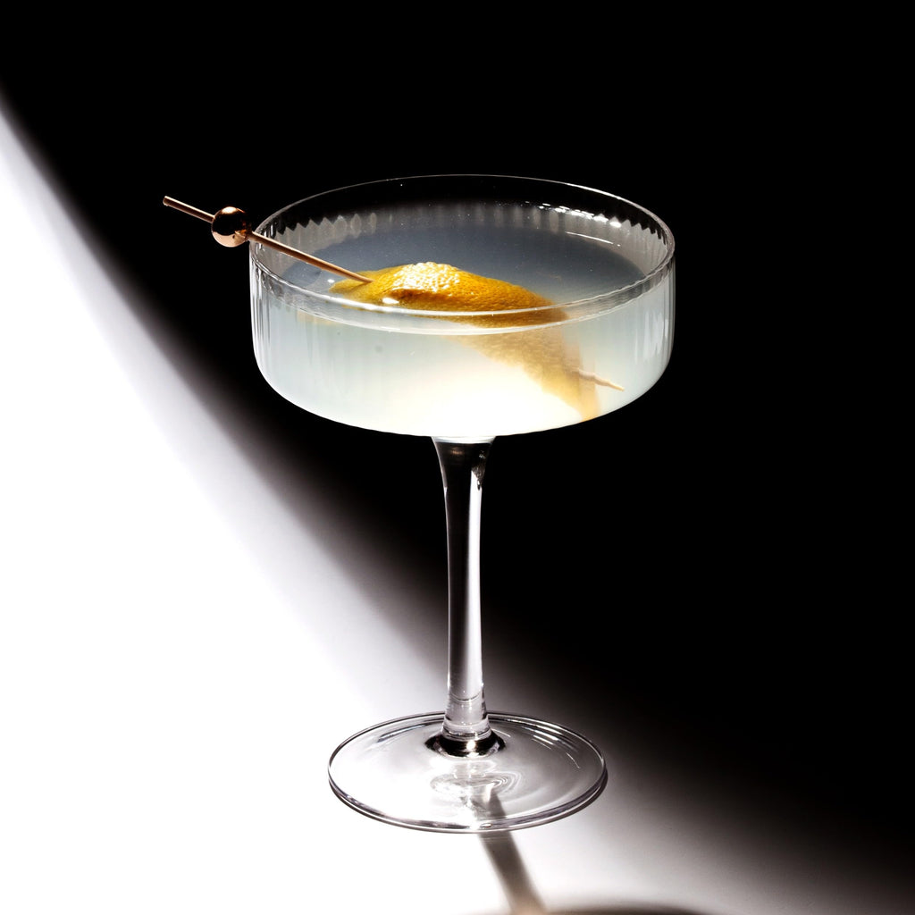 Clear Ribbed Martini Coupe Glasses Set of 2 K436