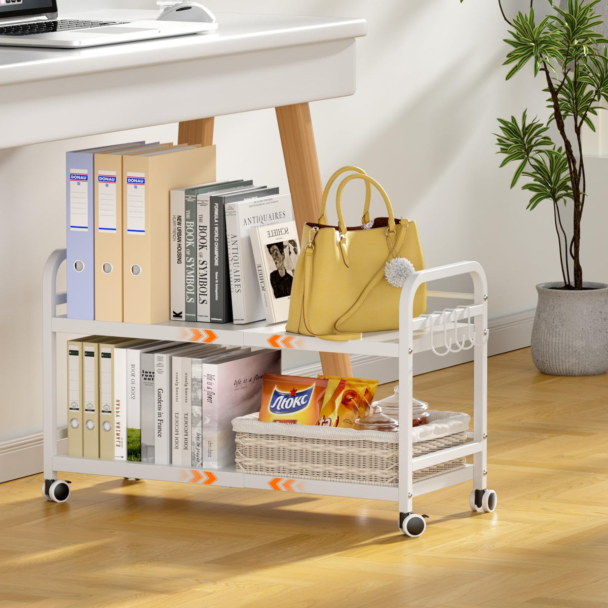 2-Tier Expandable Rolling Cart with Wheels M445