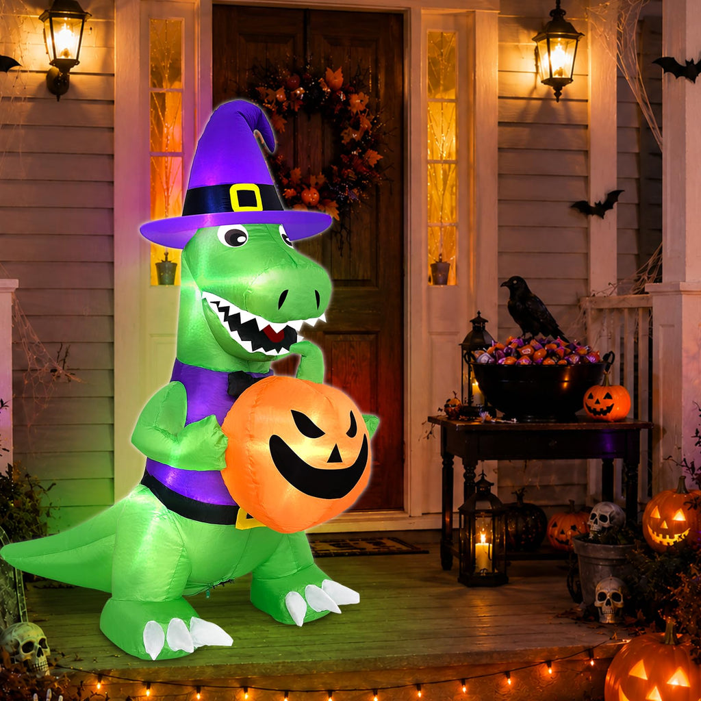 4 Ft Halloween Inflatables Witch Dinosaur H710