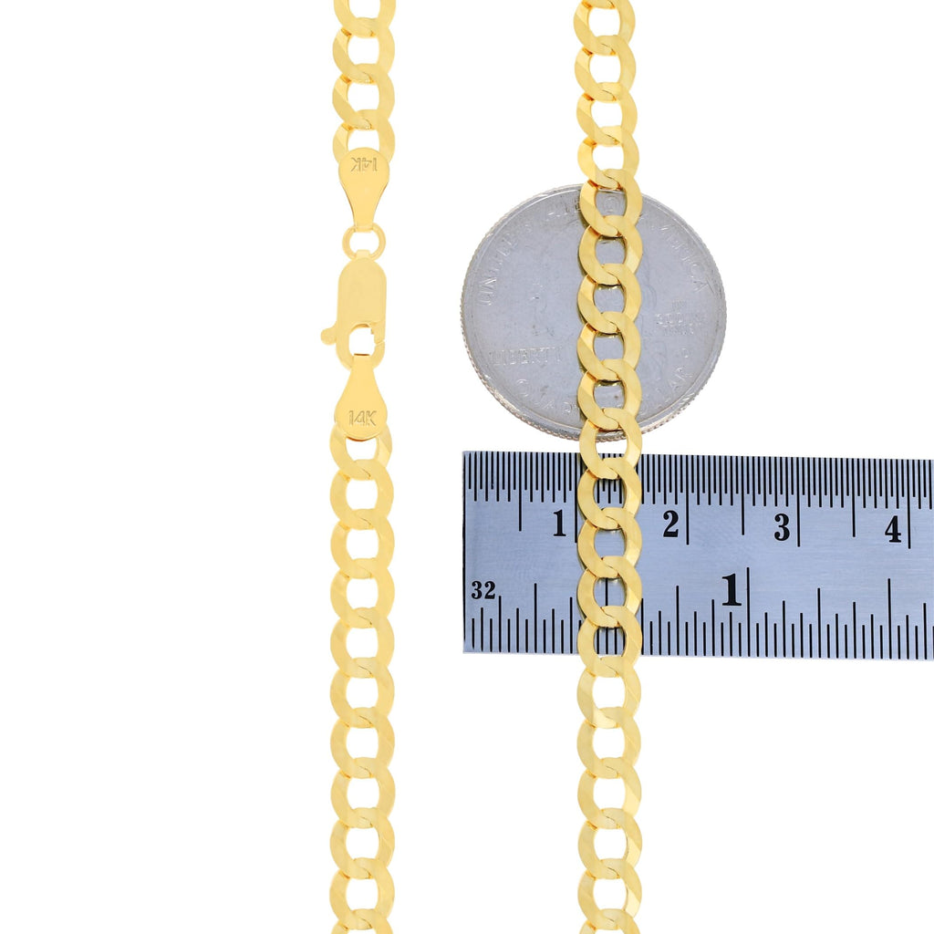 14K Yellow Gold Cuban Curb Link Chain Necklace A105