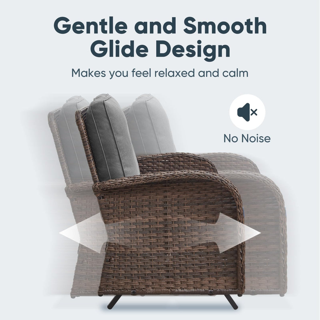 Brown 2 Seater Wicker Outdoor Glider Bench F789716