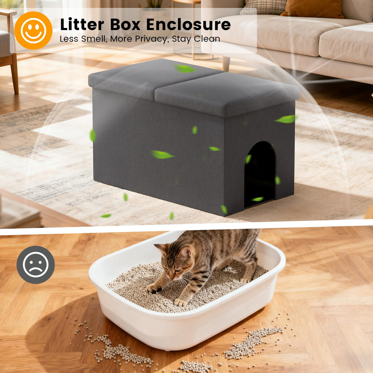 Dark Grey Cat Litter Box Enclosure X9861
