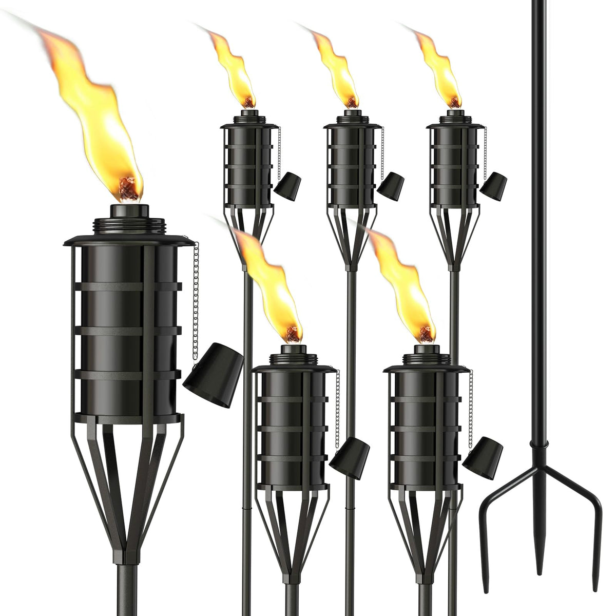 Citronella Garden Torch Set of 6, 16oz Metal Torch U59578