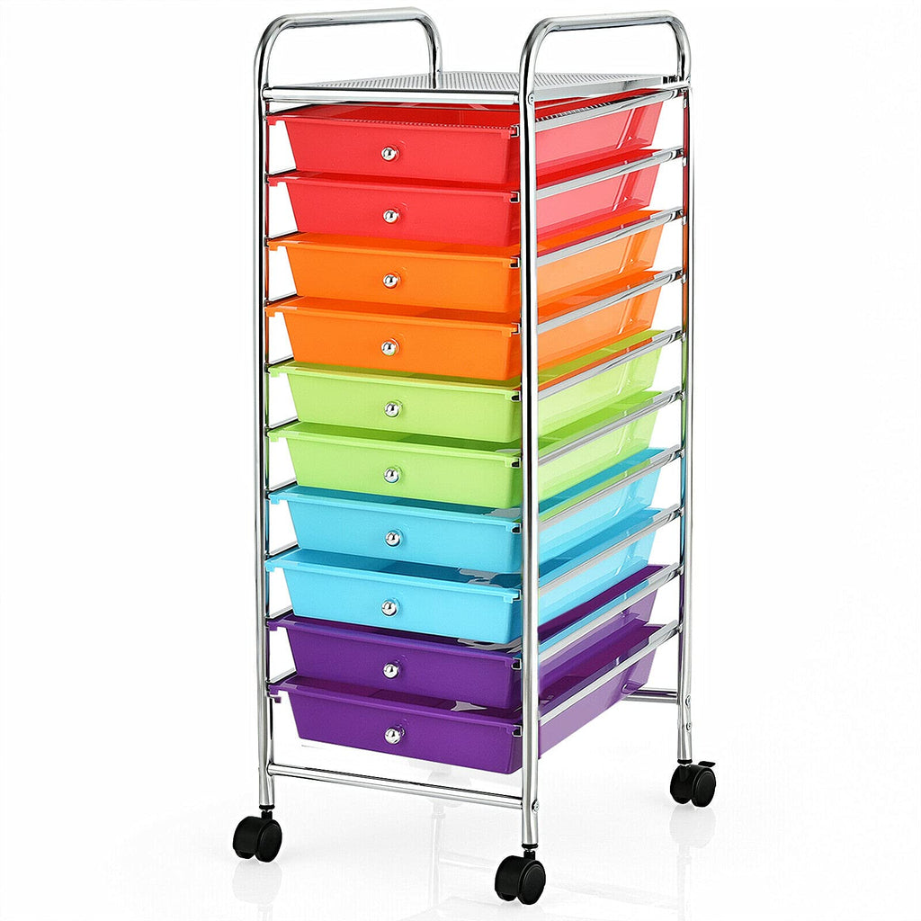 10 Drawer Rolling Storage Cart with Metal Frame H7725