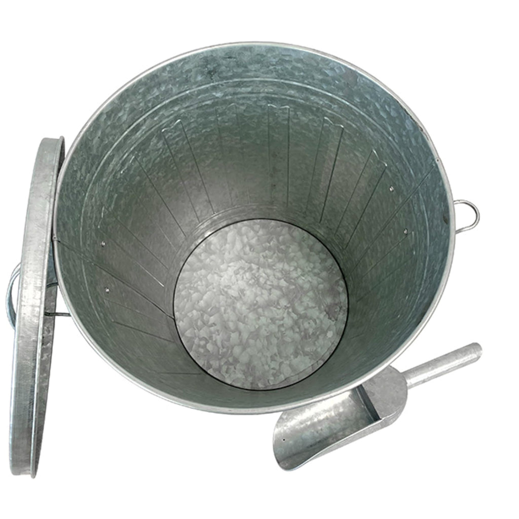 Galvanized Steel Bird Seed Storage Bucket Bin with Scoop N9994