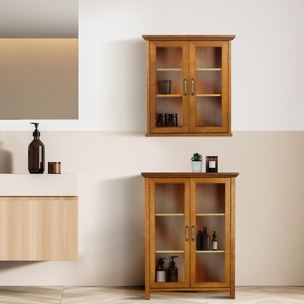 Wooden Over The Toilet Bathroom Medicine Cabinet with 2 Adjustable Shelves M414100