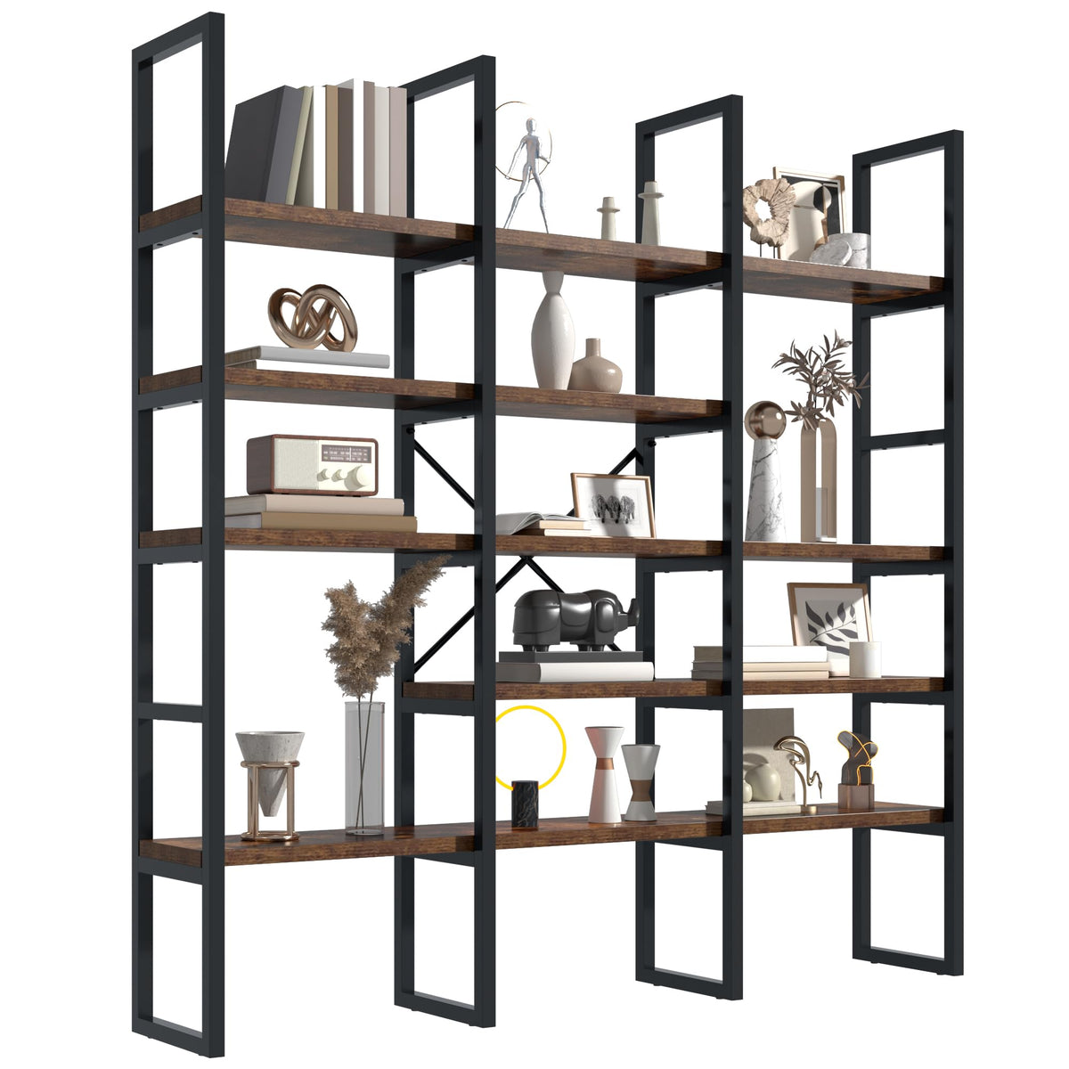 5 Tier Rustic Brown Bookshelf H12074