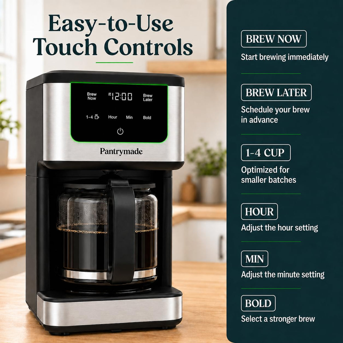 14-Cup Programmable Drip Coffee Maker with Glass Carafe, Black T128873