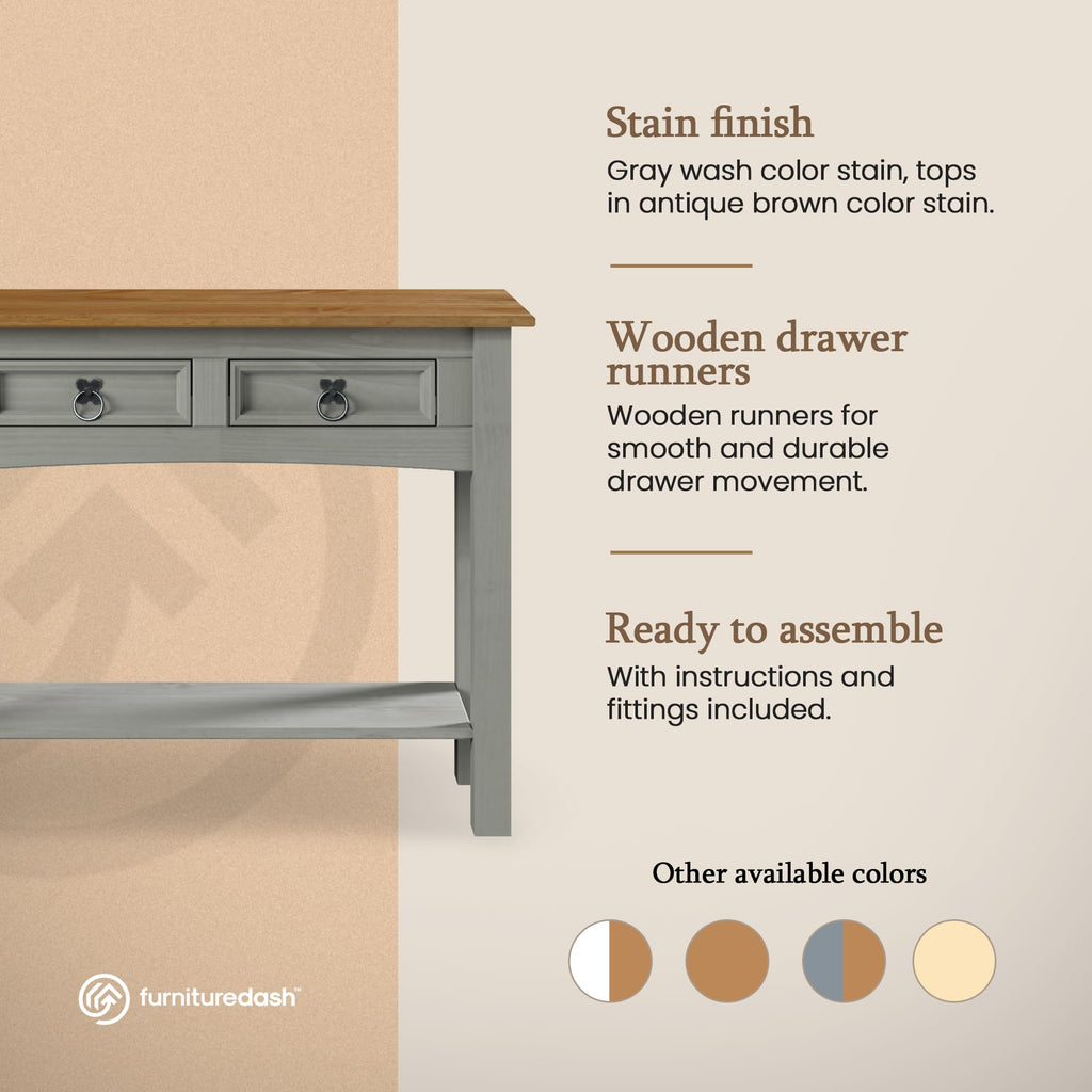 Solid Wood Console Table with 2 Drawers W2308