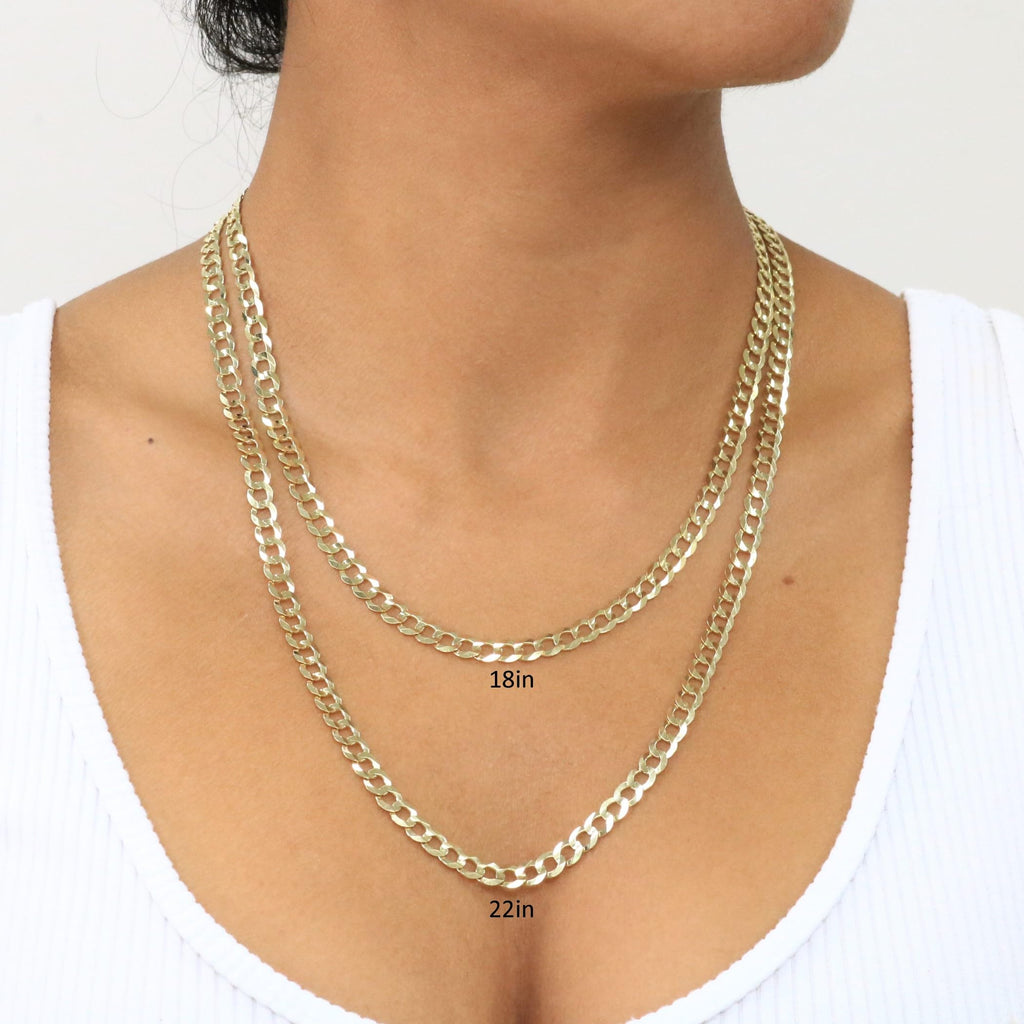 14K Yellow Gold Cuban Curb Link Chain Necklace A105