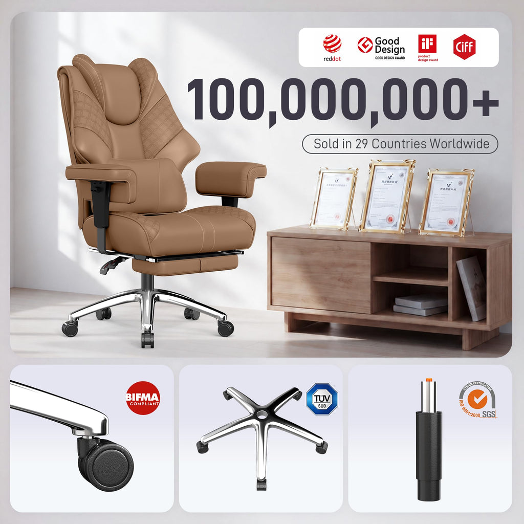 Big and Tall Executive Office Chair with Footrest and Lumbar Support B782471