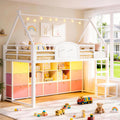 Twin Size Low Loft Bed with 9 Storage Drawers and Guardrail M7384