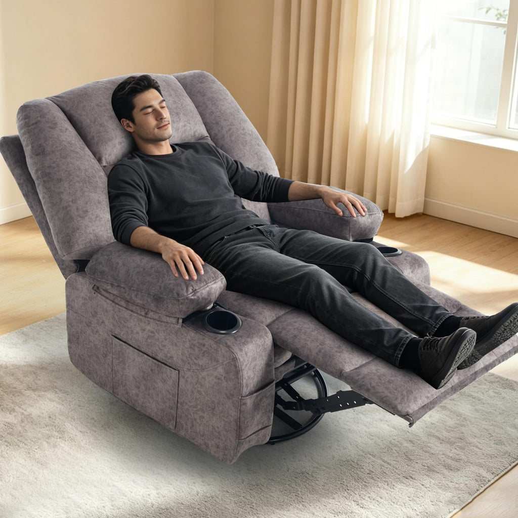 Oversized Grey Swivel Rocking Recliner Chair M39053