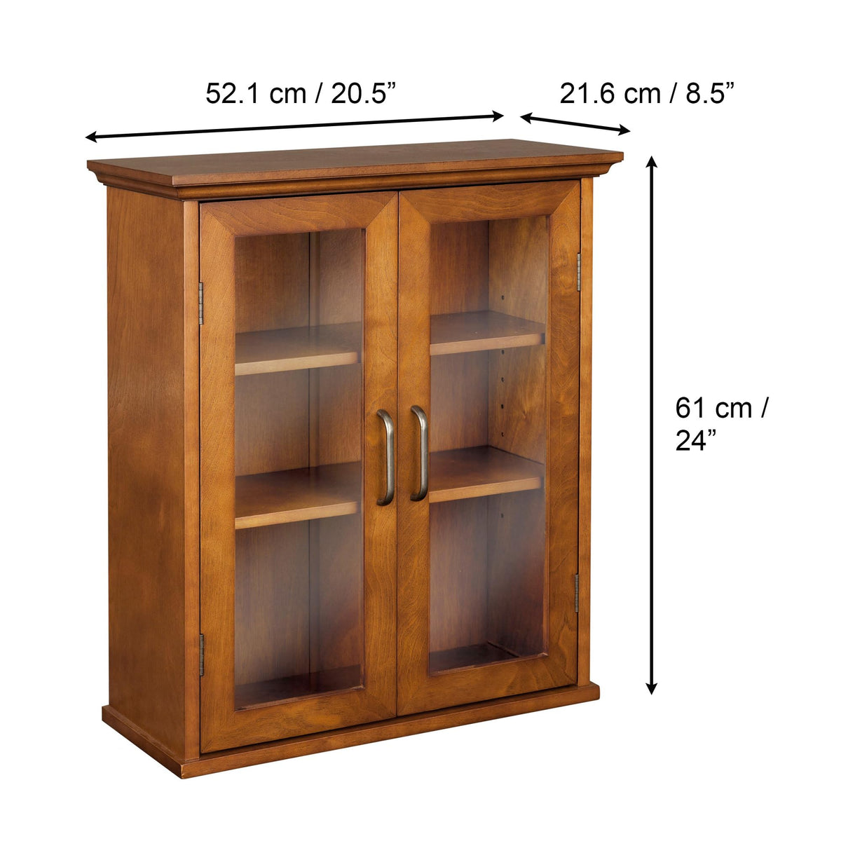 Wooden Over The Toilet Bathroom Medicine Cabinet with 2 Adjustable Shelves M414100