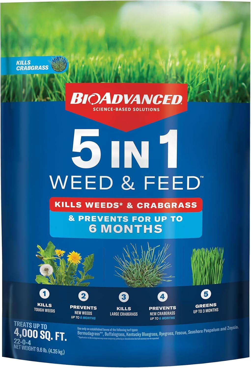 5-in-1 Weed and Feed Granules 9.6 lb Bag J16564