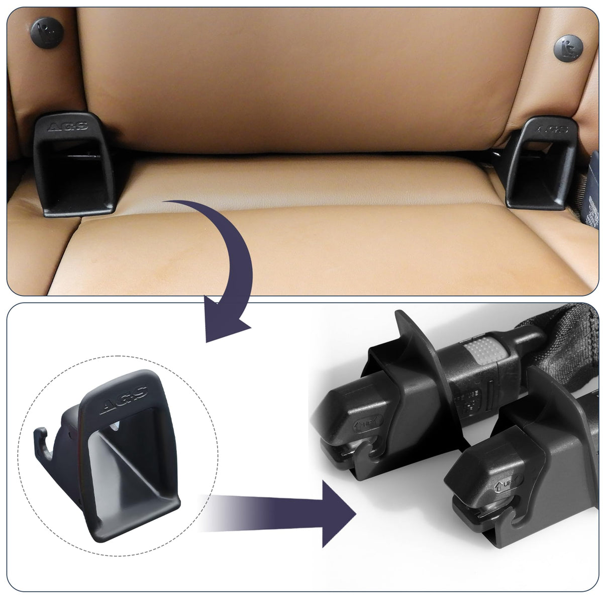 4Pcs Black Car Seat Latch Guides V230663