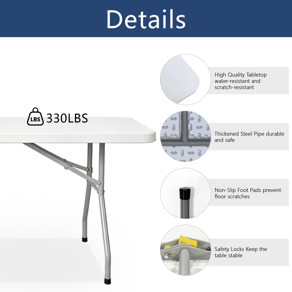 6ft White Folding Table F14729