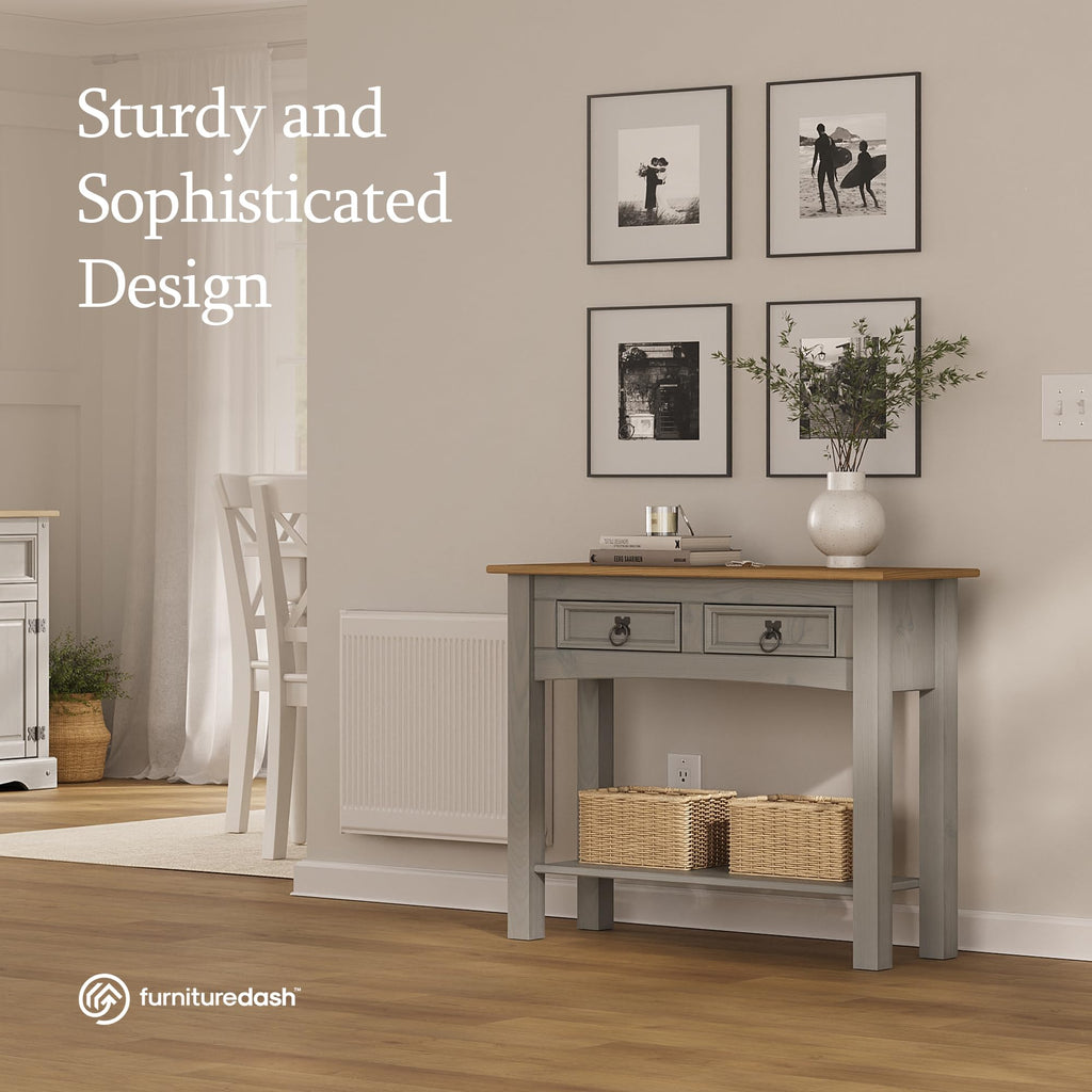 Solid Wood Console Table with 2 Drawers W2308