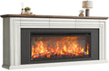 70'' TV Stand with 42'' Electric Fireplace, 3 Drawers, Distressed White H629263