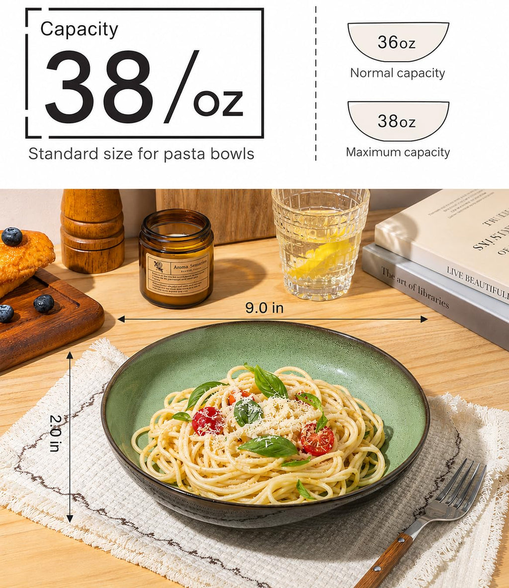 9.0" Ceramic Pasta Bowls Set of 4 O6115