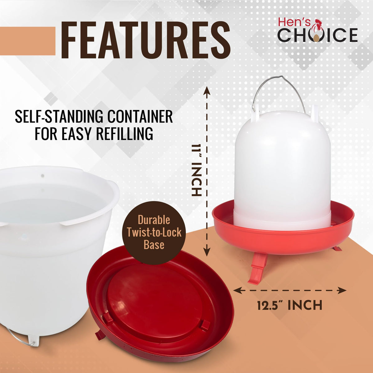 8L Chicken Waterer with Adjustable Legs K6771
