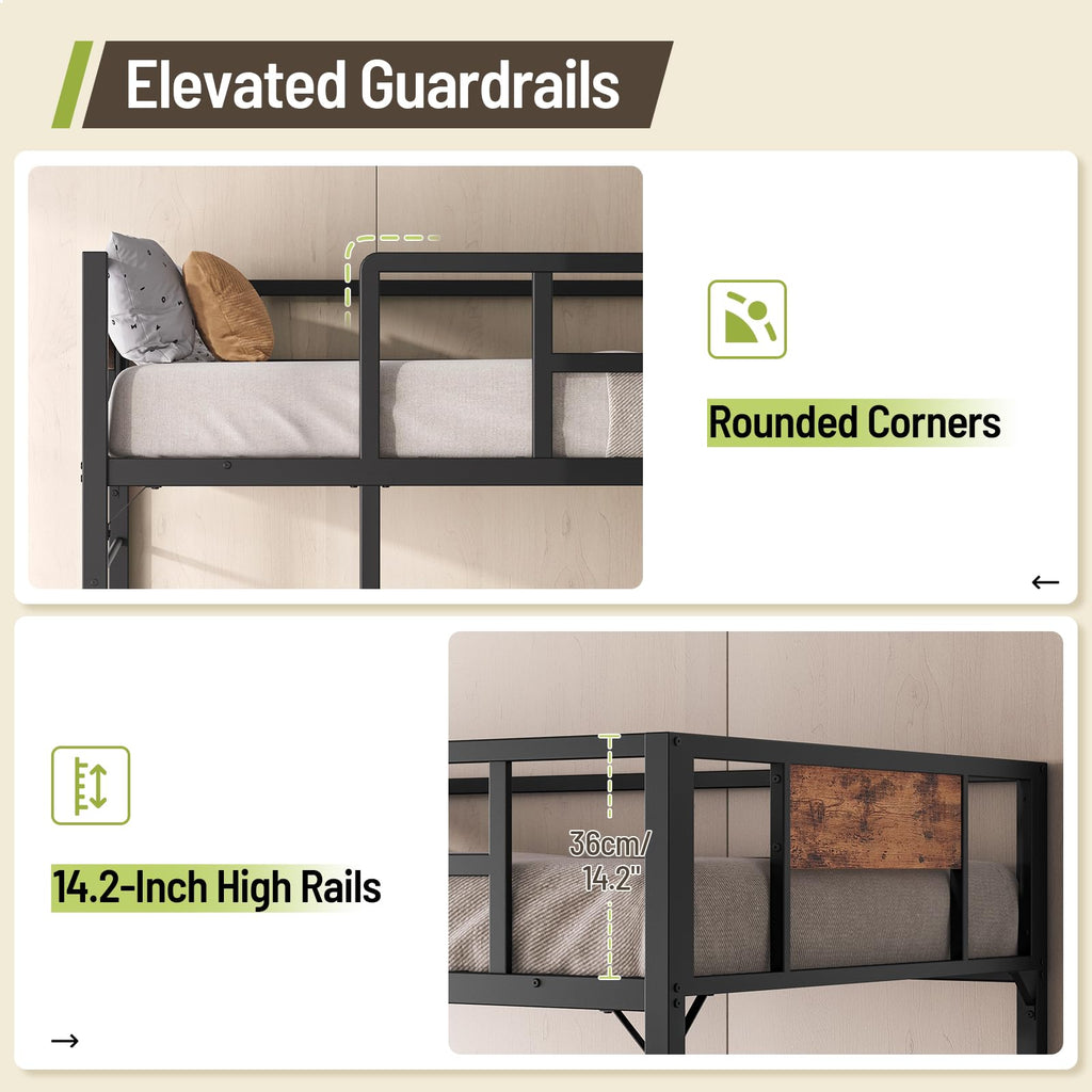 Twin Size Metal Loft Bed with L-Shaped Desk, 3 Storage Drawers, LED Light & Ladder V9363
