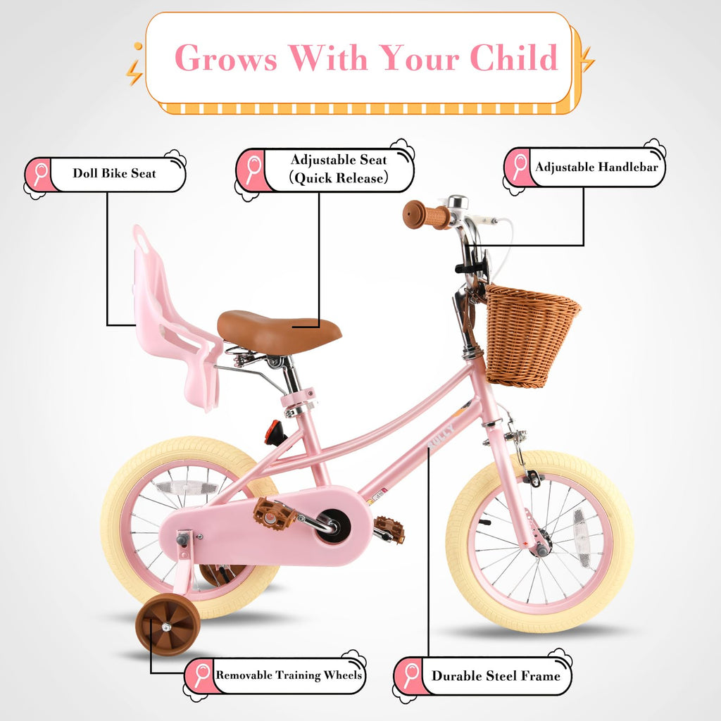 Kids Bike with Training Wheels, Basket and Streamers K374051