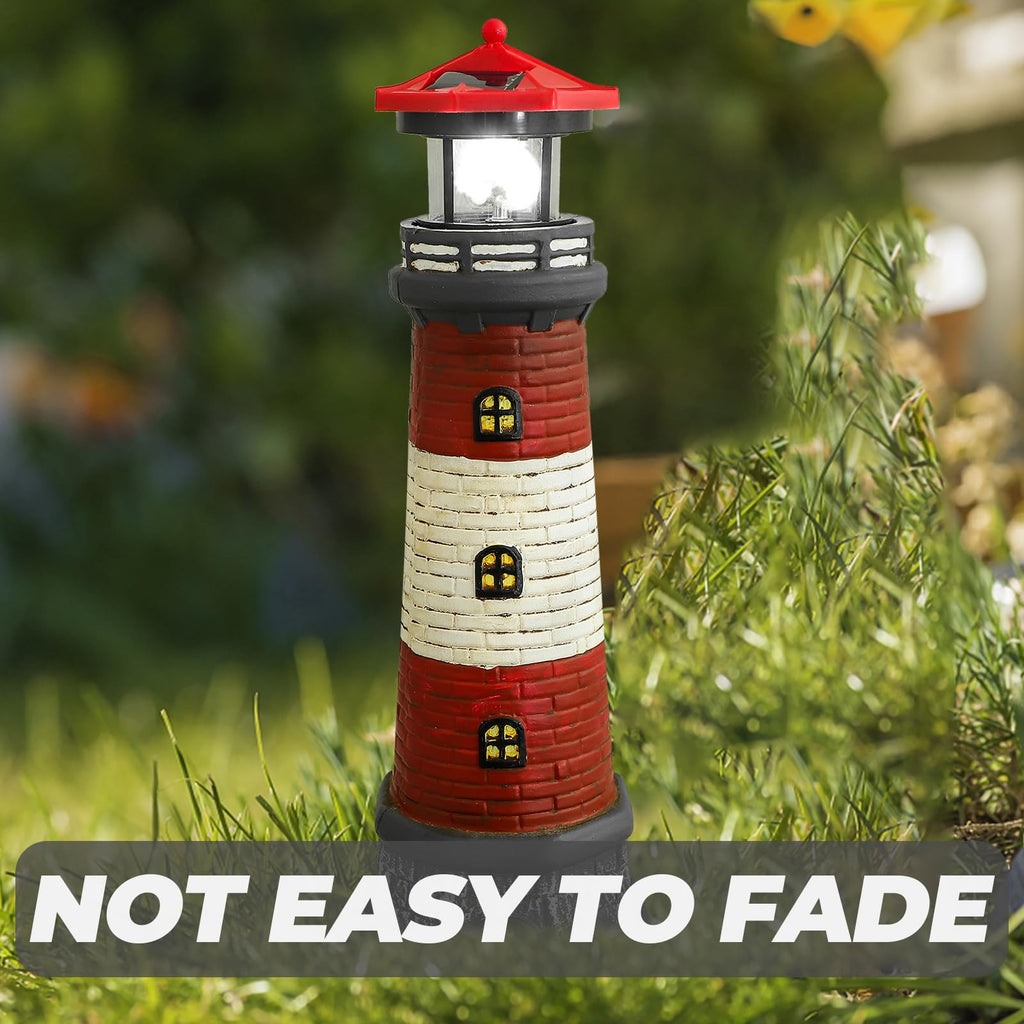 Solar Lighthouse Statue with LED Light 14.76 Inch Red H28120