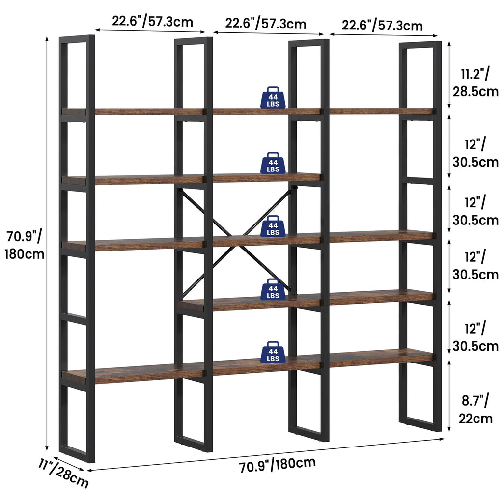 5 Tier Rustic Brown Bookshelf H12074