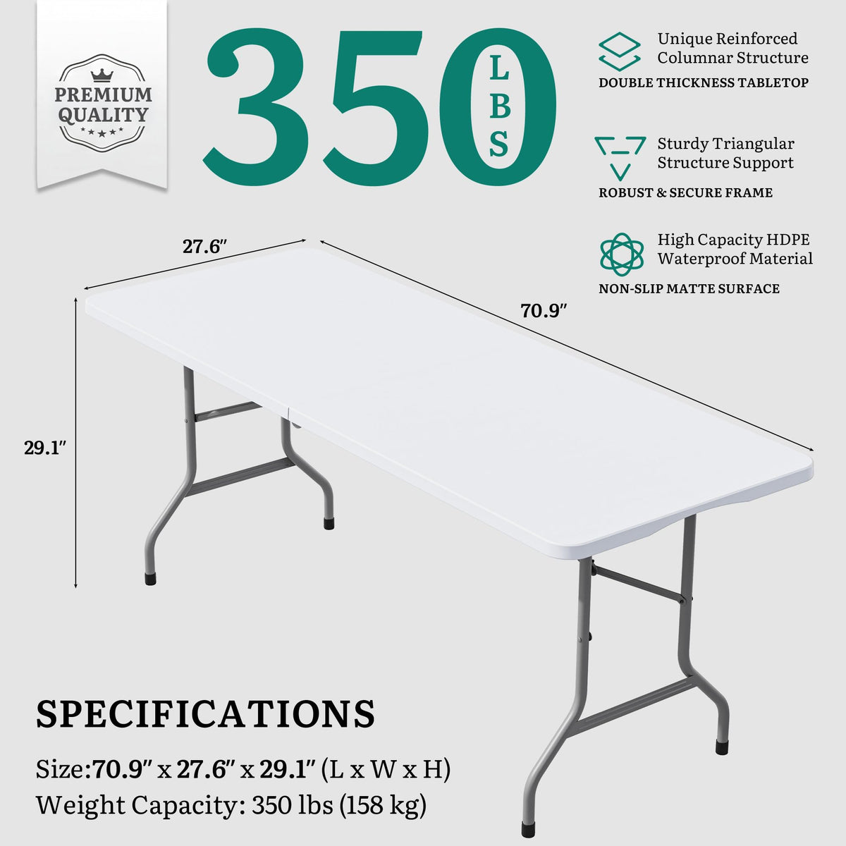 6ft Folding Table Heavy Duty Y5885