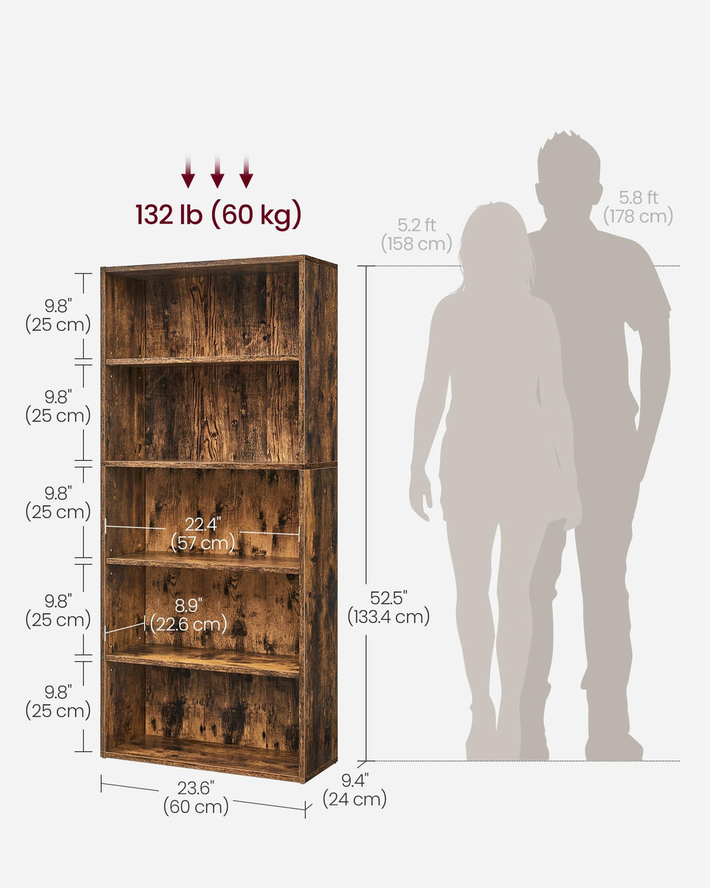 5-Tier Bookshelf Storage Organizer B987993