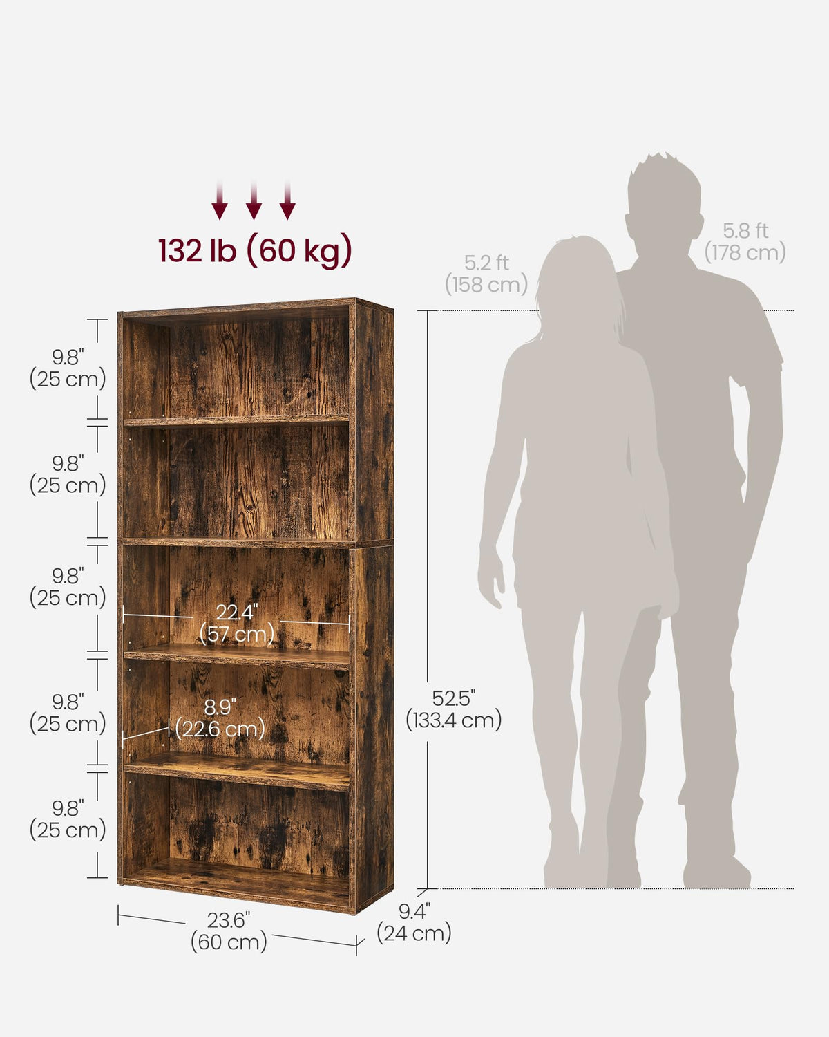 5-Tier Bookshelf Storage Organizer B987993