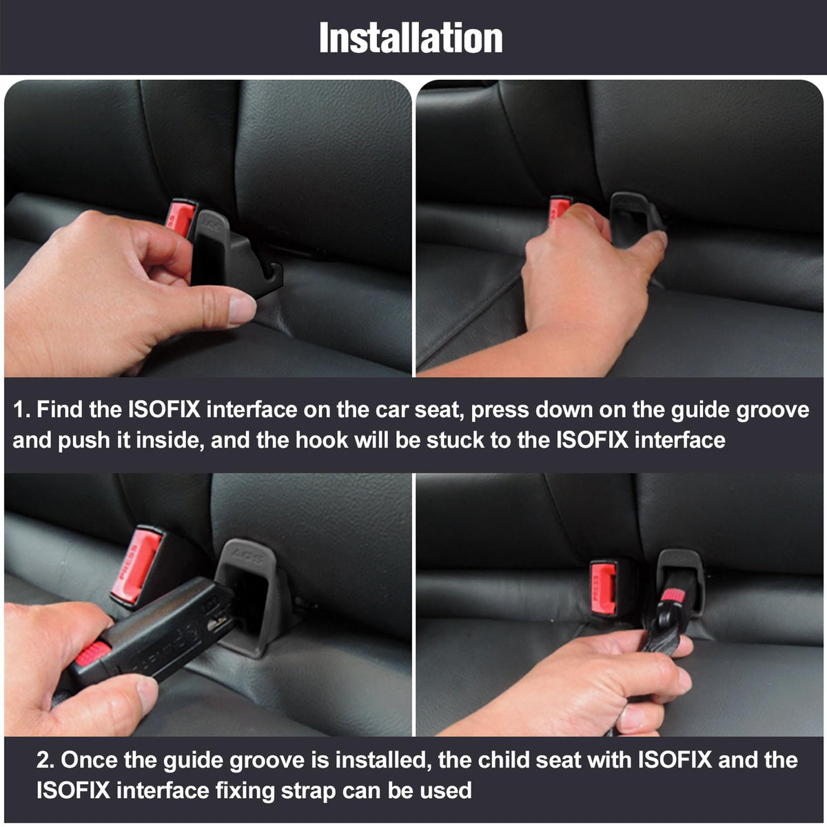 4Pcs Black Car Seat Latch Guides V230663